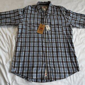 Dakota Grizzly Men’s Sky Blue Plaid Long Sleeve Pearl Button Shirt Size Large